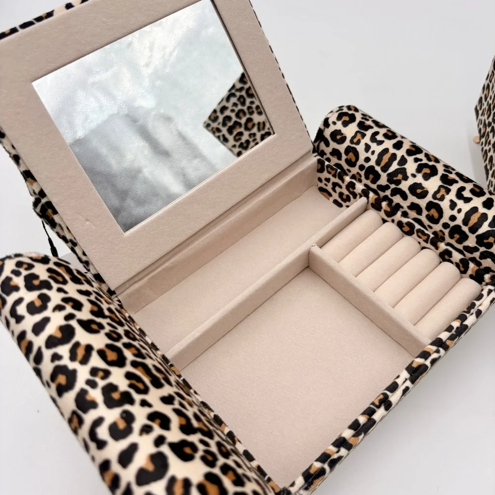 Willow & Riley Leopard Print Miniature Bed and Dresser Jewelry Box Set 2pc NEW